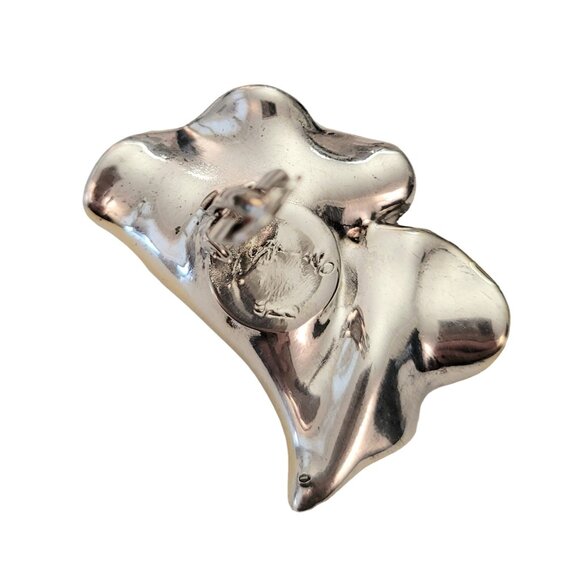 David Varsano Modernist Sterling Silver Large Wavy Brutalist Clip Earrings,E963 - Picture 9 of 13